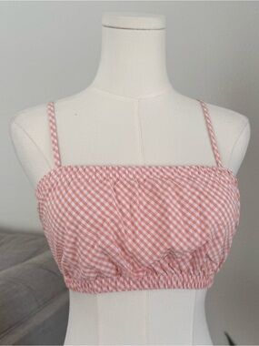 Cotton On XS Pink Gingham Crop Top Tank Summer Cottage Boho Chic Cute Coquette